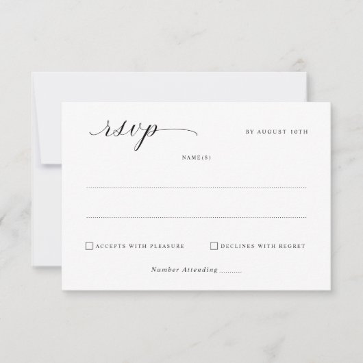 Einfache Minimalistische Hochzeitstorte RSVP Karte (Vorderseite)