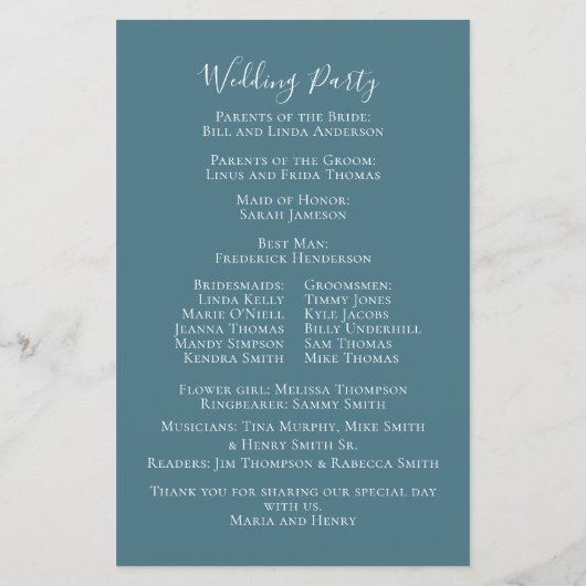 Einfache Minimalistische Hochzeitsvorlage (Rückseite)