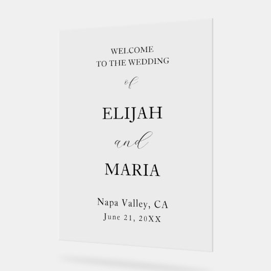 Einfache Minimalistische Hochzeitswillkommen Acrylschild (Winkel)