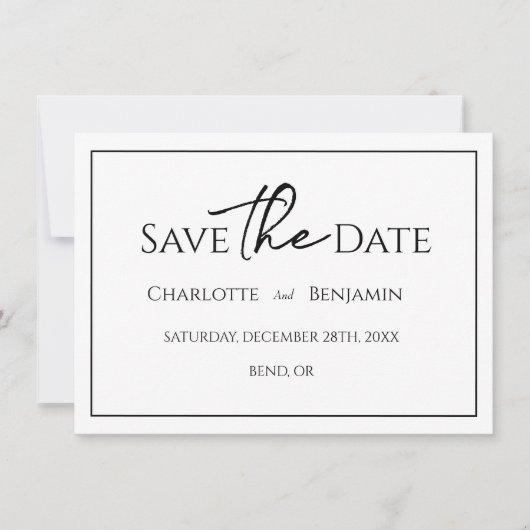 Einfache Minimalistische Hochzeitswohnung Save the Save The Date (Vorderseite)