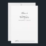 Einfache Minimalistische Hochzeitswünsche Hinweiskarte<br><div class="desc">Diese einfache minimalistische Hochzeitsgutkarte ist perfekt für eine moderne Hochzeit. Das einfache und elegante Design zeichnet sich durch klassische und extravagante Schriftzeichen in Schwarz und Weiß aus. Diese Karten sind ideal für Hochzeiten, Brautparty, Babydusche, Graduiertenfest u.v.m. Personalisieren Sie die Karten mit den Namen der Braut und Bräutigam, den Eltern, die...</div>
