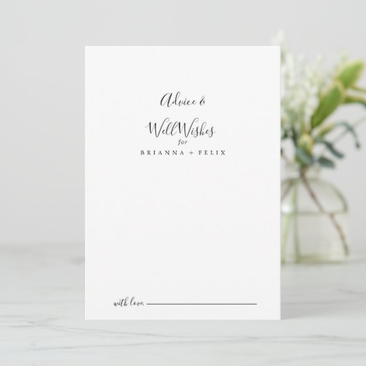 Einfache Minimalistische Hochzeitswünsche Hinweiskarte (Stehend Vorderseite)
