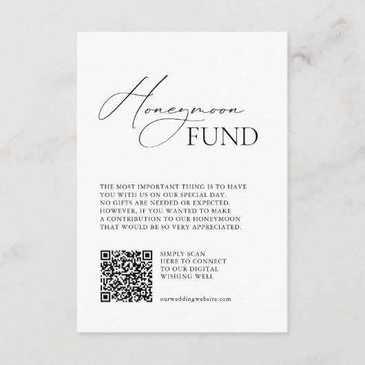 Einfache Minimalistische Honeymoon-Stiftung wünsch Begleitkarte (Vorderseite)