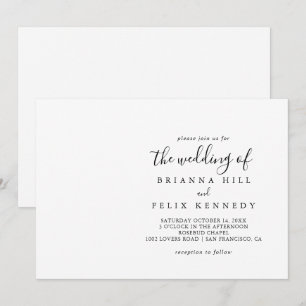 Einfache Minimalistische horizontale Hochzeit Einladung