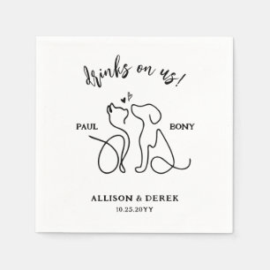 Einfache Minimalistische Hundekatze Name Haustier Serviette