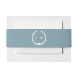 Einfache Minimalistische Icy Slate Blue Monogram W Einladungsbanderole