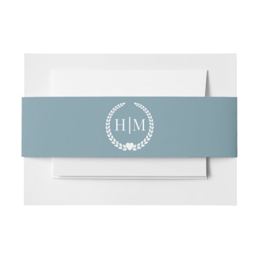 Einfache Minimalistische Icy Slate Blue Monogram W Einladungsbanderole (Vorderseite Beispiel)