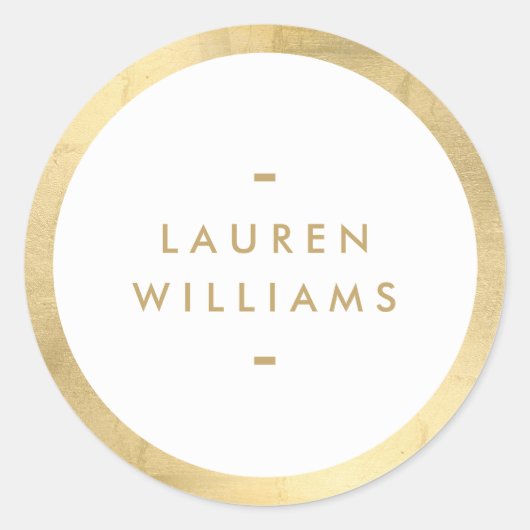 Einfache Minimalistische Imitate - Goldgrenze Runder Aufkleber (Vorderseite)
