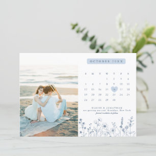 Einfache minimalistische Immergrün-Wildblumen-Foto Save The Date