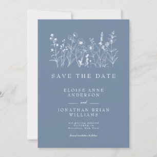 Einfache minimalistische Immergrün-Wildblumen-Hoch Save The Date