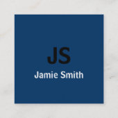 Einfache Minimalistische Initialen Schwarz, Blau u Quadratische Visitenkarte (Rückseite)