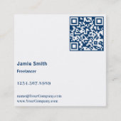 Einfache Minimalistische Initialen Schwarz, Blau u Quadratische Visitenkarte (Vorderseite)