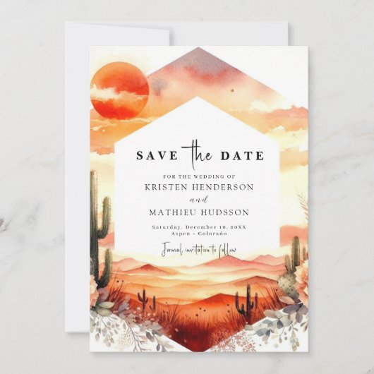 Einfache Minimalistische Kakteen Wedding Save The Date (Vorderseite)