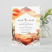 Einfache Minimalistische Kakteen Wedding Save The Date (Stehend Vorderseite)