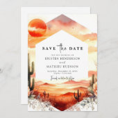 Einfache Minimalistische Kakteen Wedding Save The Date (Vorne/Hinten)
