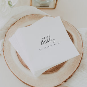 Einfache Minimalistische Kalligrafie Geburtstagspa Serviette