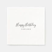 Einfache Minimalistische Kalligrafie Happy Birthda Serviette (Vorderseite)
