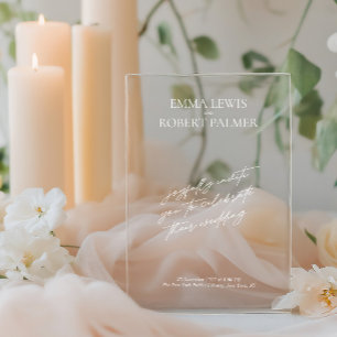 Einfache minimalistische Kalligrafie-Hochzeit  Acryleinladungen