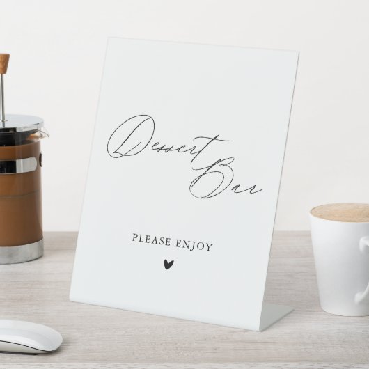 Einfache Minimalistische Kalligrafie Hochzeitstort Sockelschild (In SItu)