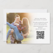Einfache Minimalistische Kalligrafie Zwei Foto QR- Einladung (Rückseite)