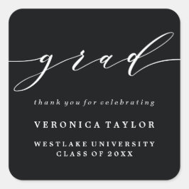 EINFACHE MINIMALISTISCHE KALLIGRAPHIE-ABSCHLUSS-ST QUADRATISCHER AUFKLEBER