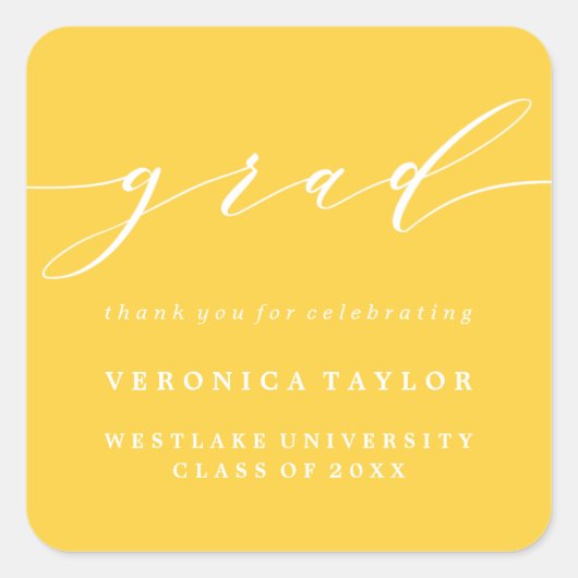 EINFACHE MINIMALISTISCHE KALLIGRAPHIE-ABSCHLUSS-ST QUADRATISCHER AUFKLEBER (Vorderseite)