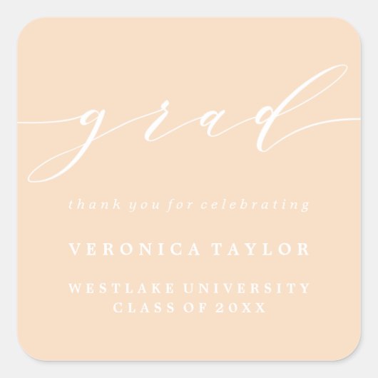 EINFACHE MINIMALISTISCHE KALLIGRAPHIE-ABSCHLUSS-ST QUADRATISCHER AUFKLEBER (Vorderseite)