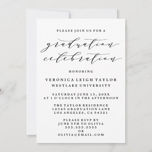 EINFACHE MINIMALISTISCHE KALLIGRAPHISCHE EINLADUNG (Rückseite)