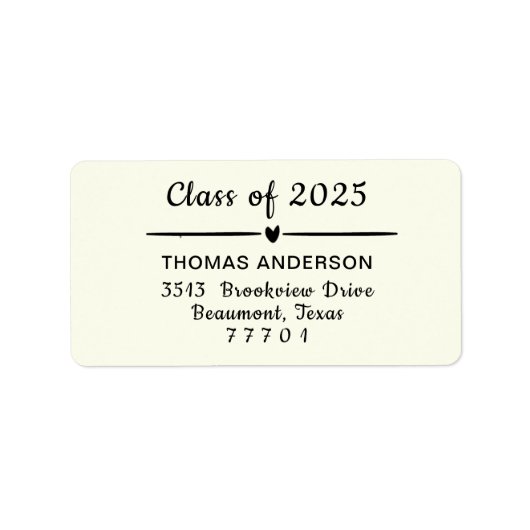 Einfache Minimalistische Klasse des Abschlusses 20 Adressaufkleber (Vorne)