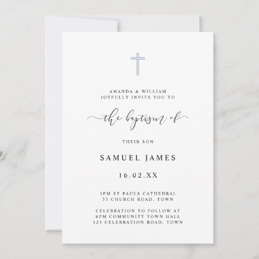 Einfache Minimalistische klassische Wasserfarbe Bl Einladung (Vorderseite)