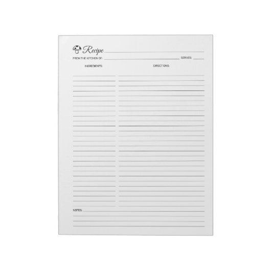 Einfache Minimalistische Kochrezepte Notizblock (Rotiert)