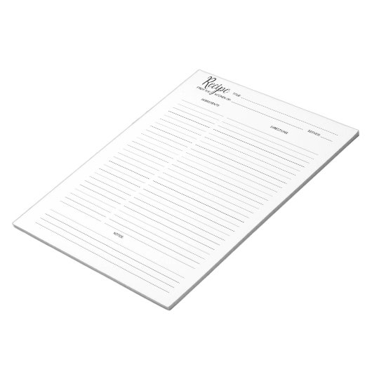 Einfache Minimalistische Kochrezeptur Notepad Notizblock (angewinkelt)