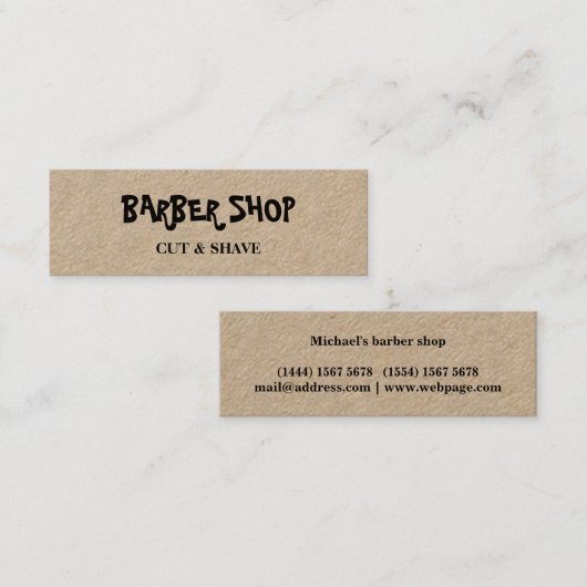 Einfache Minimalistische Kraft-Barberei Mini Visitenkarte (Vorne/Hinten)