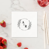 Einfache Minimalistische Leaf Couple Initials Hoch Serviette (Beispiel)