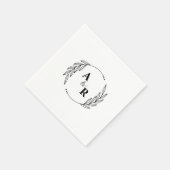 Einfache Minimalistische Leaf Couple Initials Hoch Serviette (Ecke)