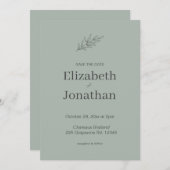 Einfache Minimalistische Leaf-Hochzeit Einladung (Vorne/Hinten)