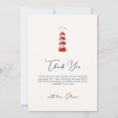 Einfache Minimalistische Leuchtturmdusche Dankeskarte (Vorderseite)