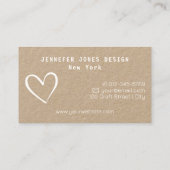 Einfache Minimalistische Liebe Heart Kraft Papier Visitenkarte (Rückseite)