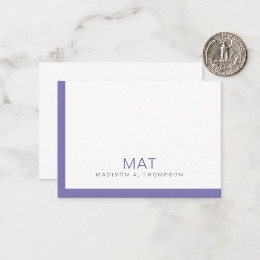 Einfache Minimalistische Lila Lavendel Beruflich Mitteilungskarte (Vorderseite/Rückseite Beispiel)