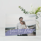 Einfache Minimalistische Lila Save the Date Hochze (Stehend Vorderseite)