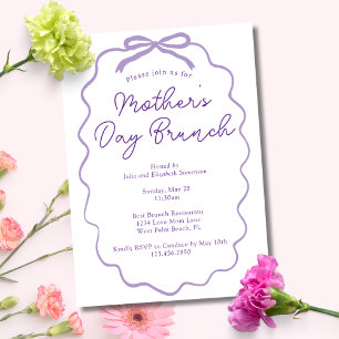 Einfache Minimalistische Lilac Bow Mutter's Day Br Einladung