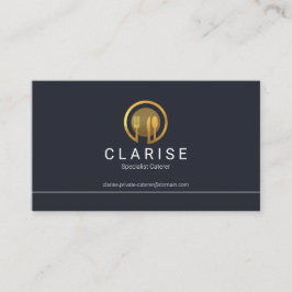 Einfache Minimalistische Line Border Gold Cutlery Visitenkarte