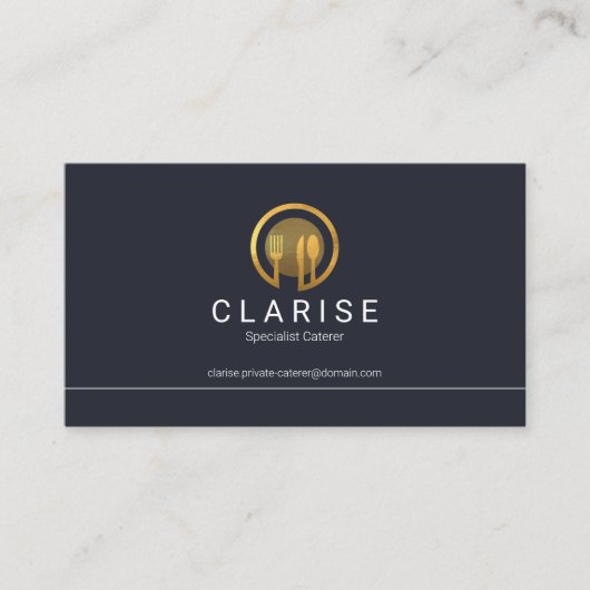 Einfache Minimalistische Line Border Gold Cutlery  Visitenkarte (Vorderseite)