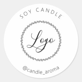 Einfache Minimalistische Logo-Kerze Schwarz-weiß Runder Aufkleber