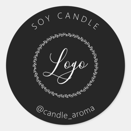 Einfache Minimalistische Logo-Kerze Schwarz-weiß Runder Aufkleber (Vorderseite)