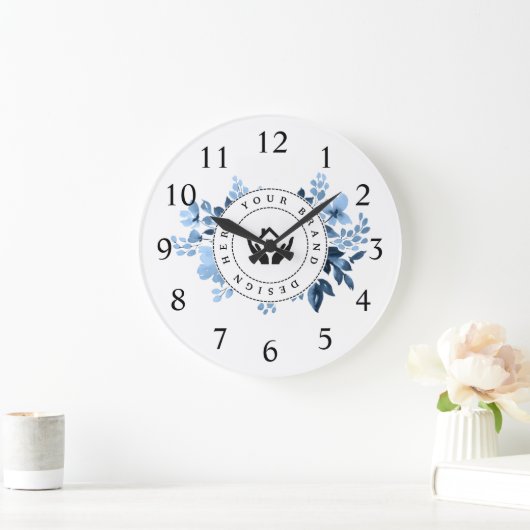 Einfache Minimalistische Logo- und Textwerbung Große Wanduhr (Zuhause)