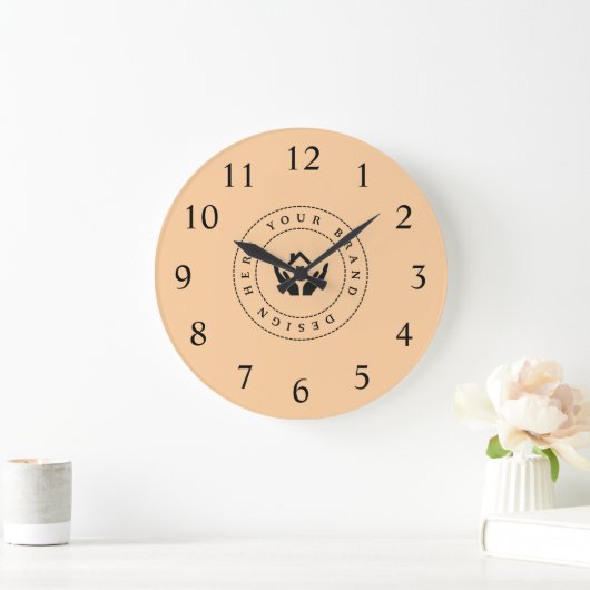 Einfache Minimalistische Logo- und Textwerbung Große Wanduhr (Zuhause)