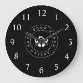 Einfache Minimalistische Logo- und Textwerbung Große Wanduhr (Vorderseite)
