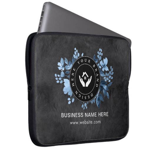 Einfache Minimalistische Logo- und Textwerbung Laptopschutzhülle (Vorne Rechts)