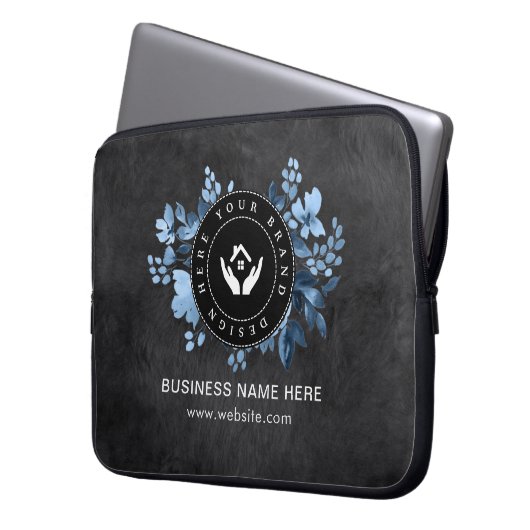 Einfache Minimalistische Logo- und Textwerbung Laptopschutzhülle (Vorderseite Links)